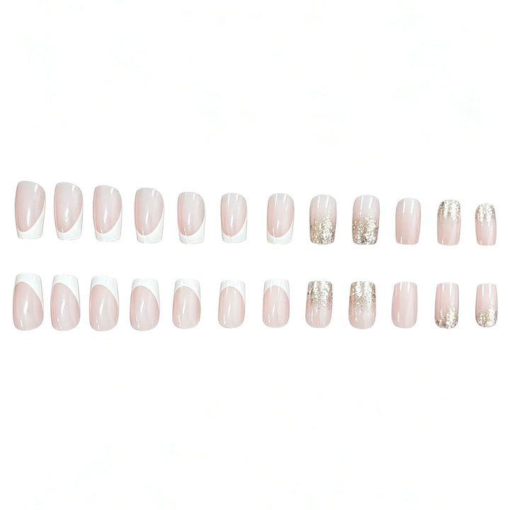 Glamorous French Tip Glitter Nail Extensions Kalsten
