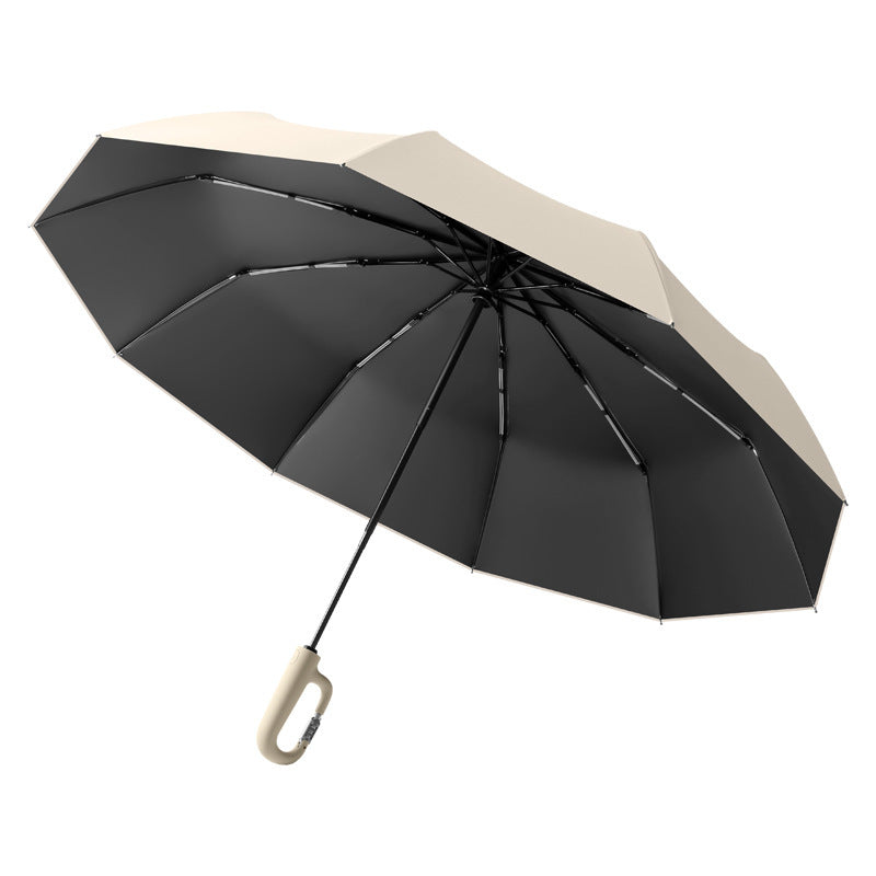 Women's automatic folding umbrella with innovative opening mechanism and protective cover Kalsten