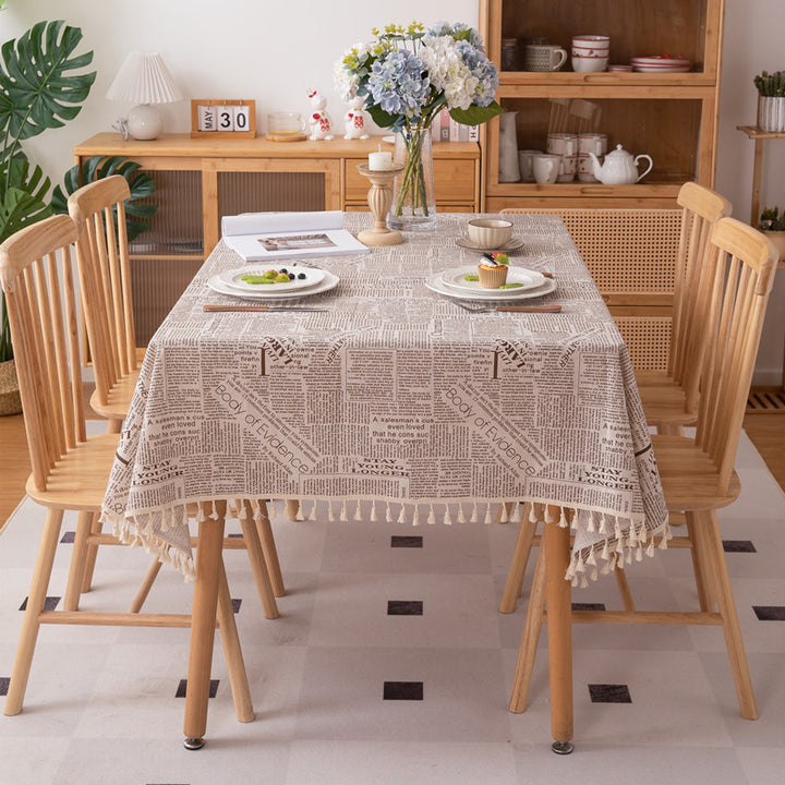 Vintage Newspaper Print Tablecloth