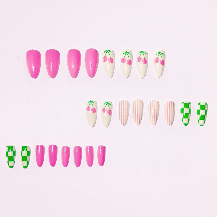 Artistic Cherry-Themed Nail Art Kalsten