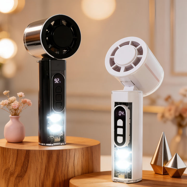 Ladies portable hand fan with USB connection and LED lighting Kalsten