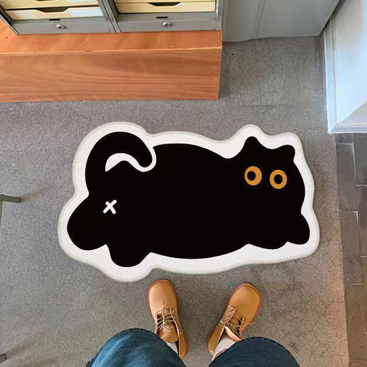 Cartoon Cat-Shaped Plush Bath Mat for Bathroom