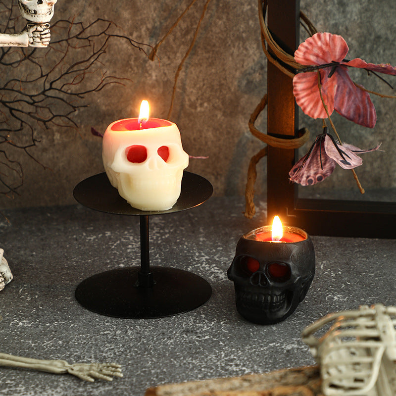 Hand-Poured Skull Votive Candles for Seasonal Tabletop Ambience