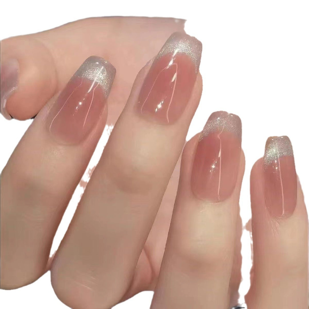 Sparkling French Tip Press-On Nails
