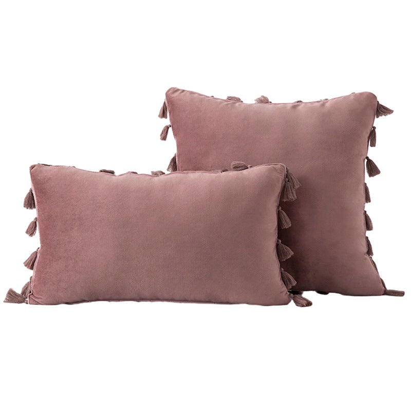 Velvet Tassel-Trim Square and Lumbar Decorative Pillow Set