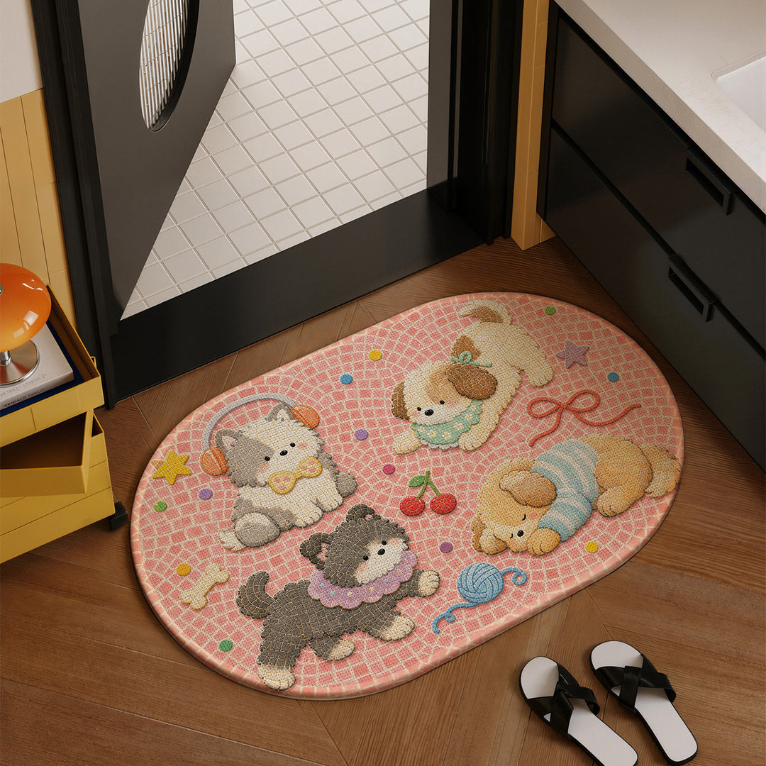 Playful Cat-Themed Decorative Bath Rug