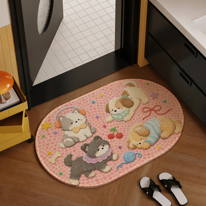 Playful Cat-Themed Decorative Bath Rug