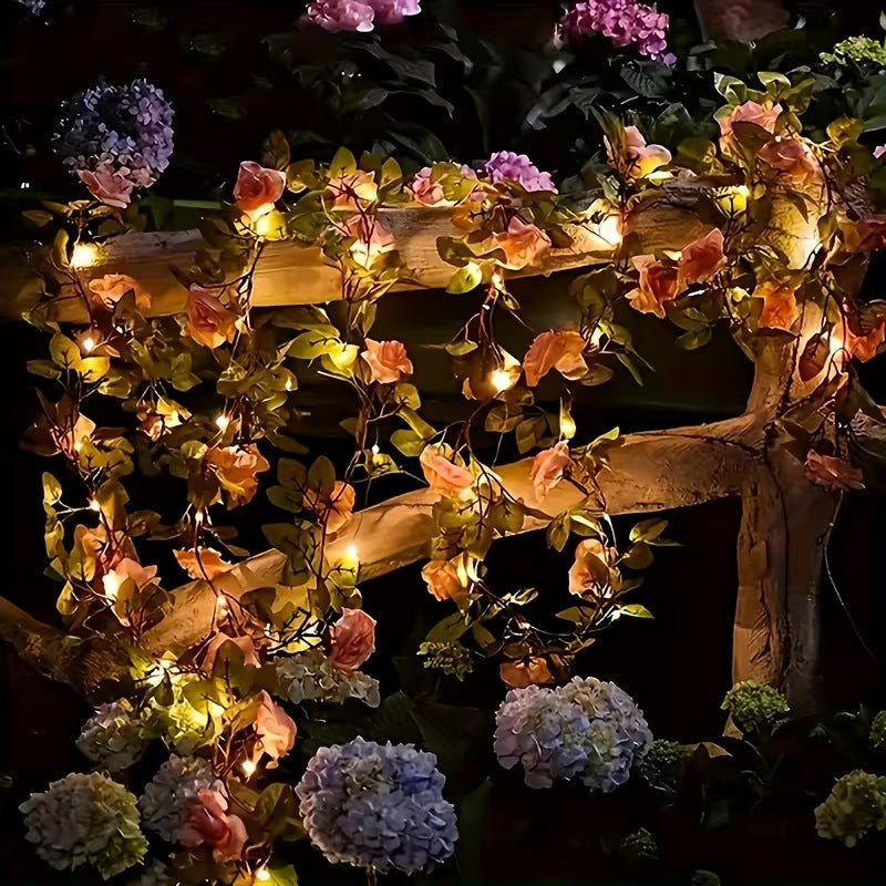 Artificial Rose Vine LED Fairy String Lights Waterproof Copper Wire Kalsten