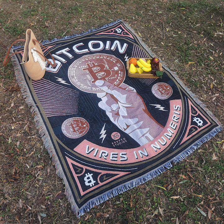 Bitcoin-Themed Tapestry Blanket
