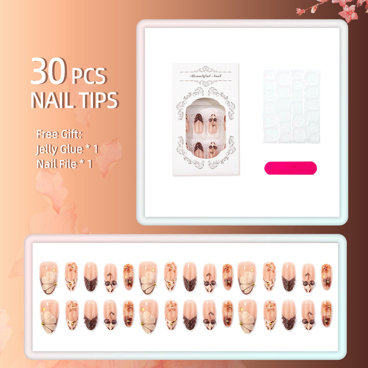 Decorative Floral Art Press-On Nail Set
