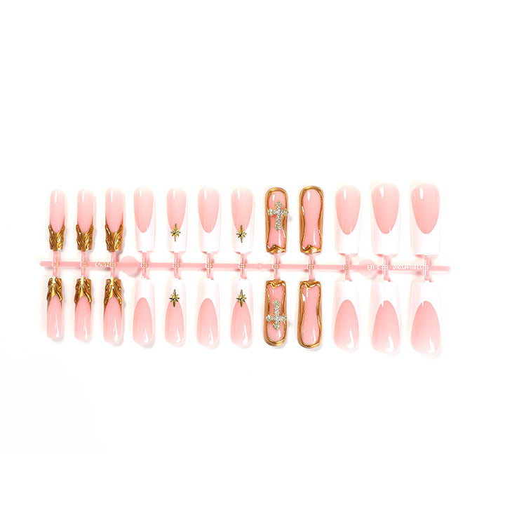 Artificial nail set with romantic flower and glitter accents Kalsten