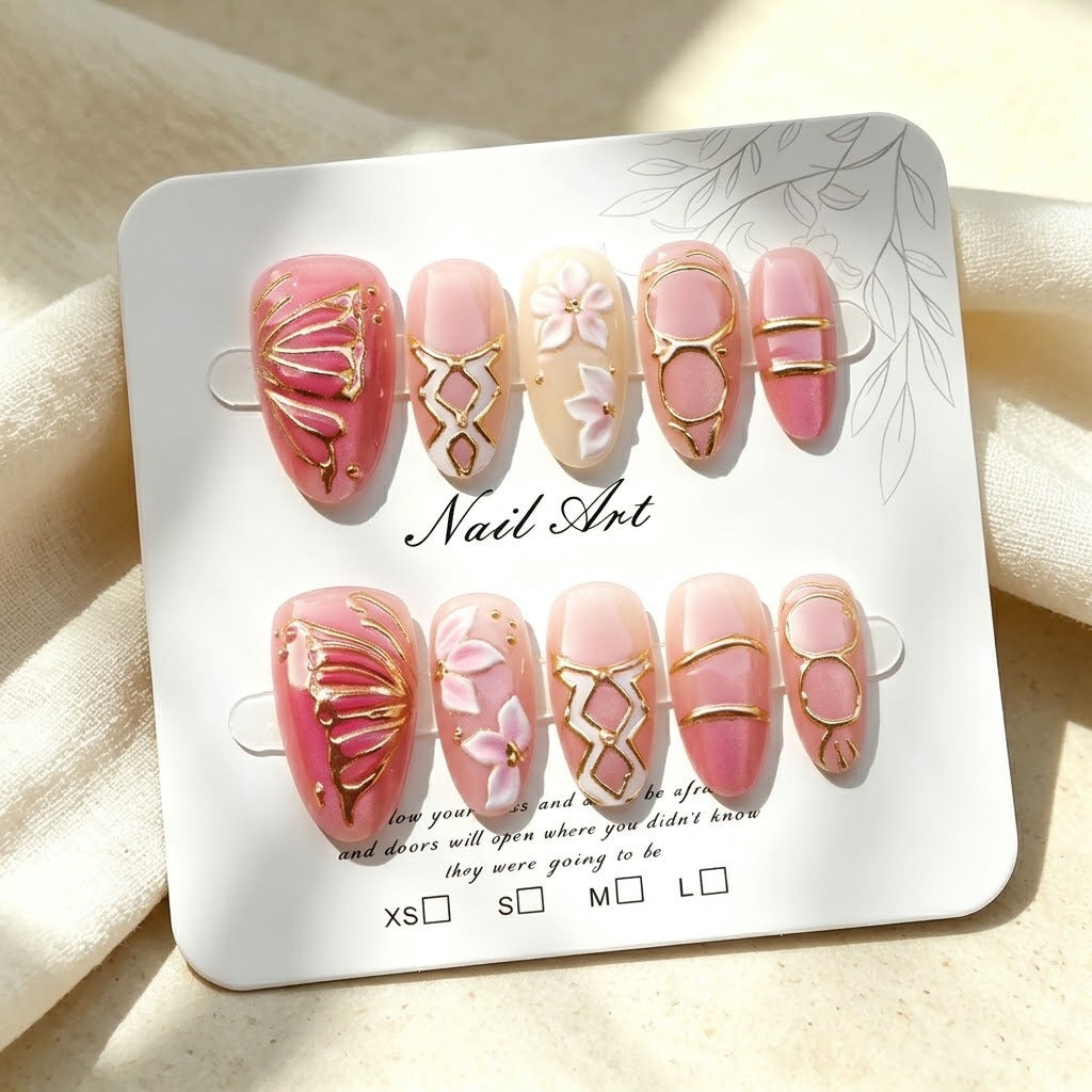 Decorative Floral Elegance Press-On Nail Set