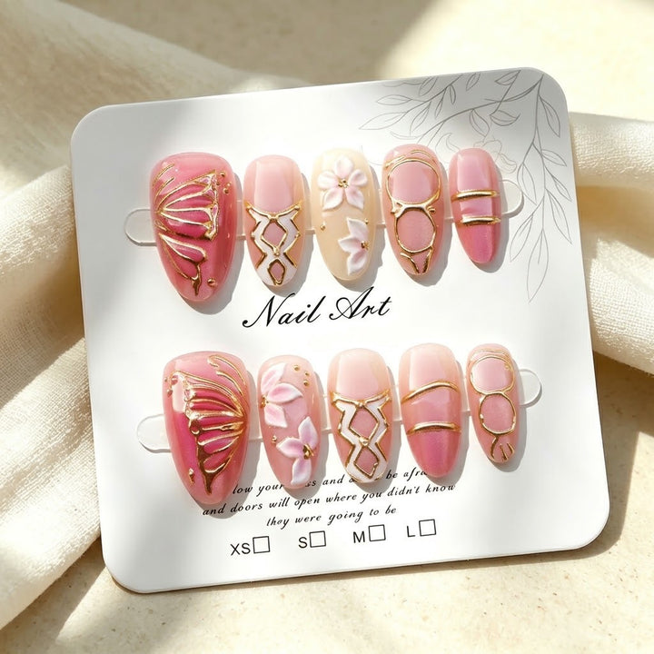 Decorative Floral Elegance Press-On Nail Set