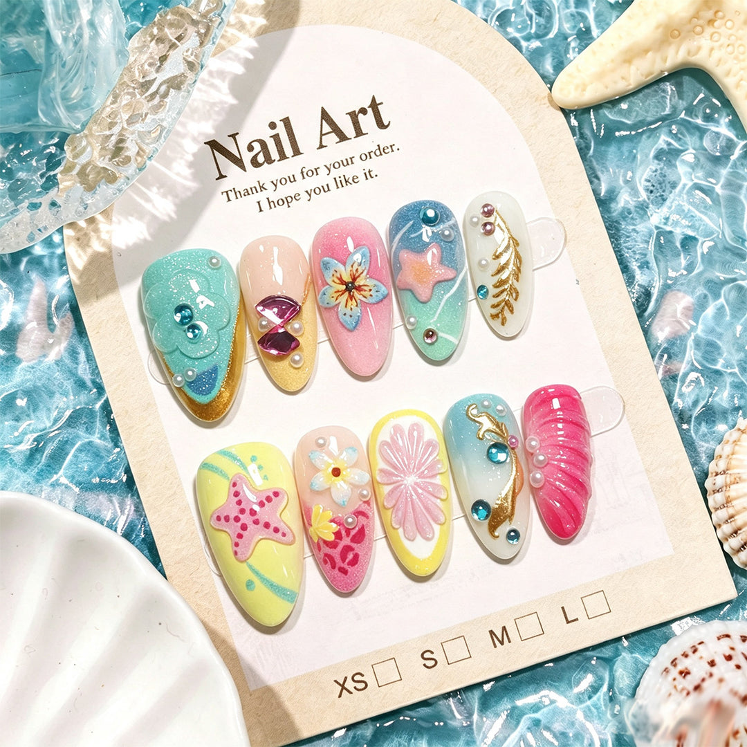 Decorative Press-On Nail Art Set with Accessories