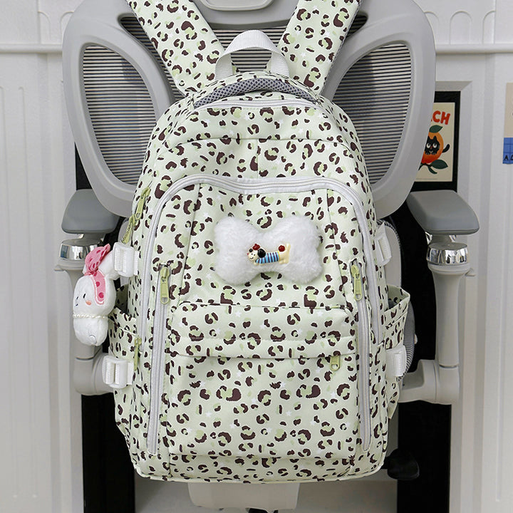 Multi-Functional Leopard Print School Backpack