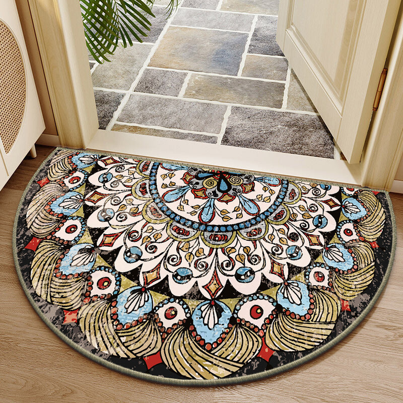 Elegant Round Floral Design Indoor Mat Kalsten