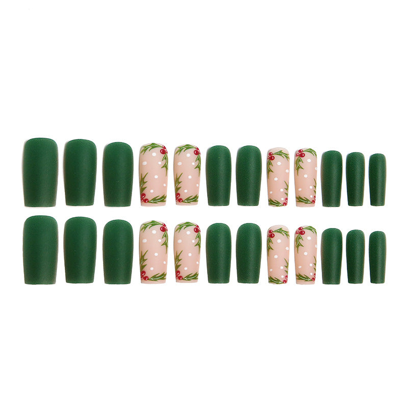 Acrylic nail set with festive Christmas design and elegant 3D embellishments Kalsten