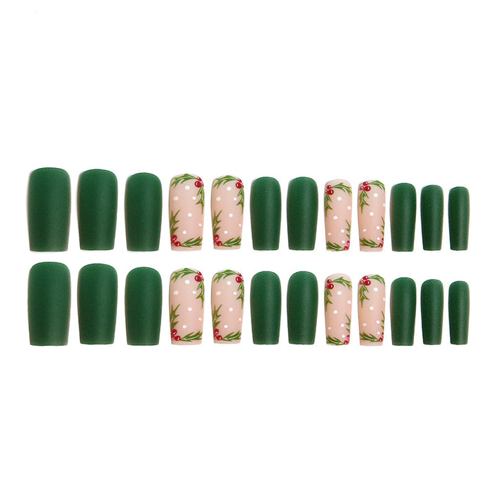 Acrylic nail set with festive Christmas design and elegant 3D embellishments Kalsten