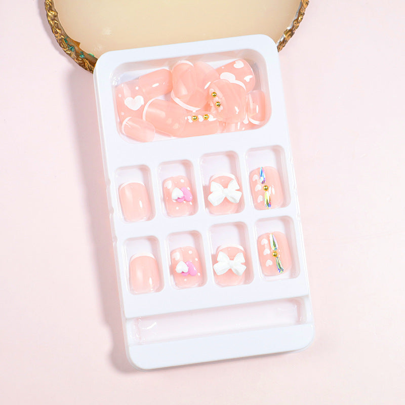 Decorative Press-On Nail Art Set with Bow Accents Kalsten