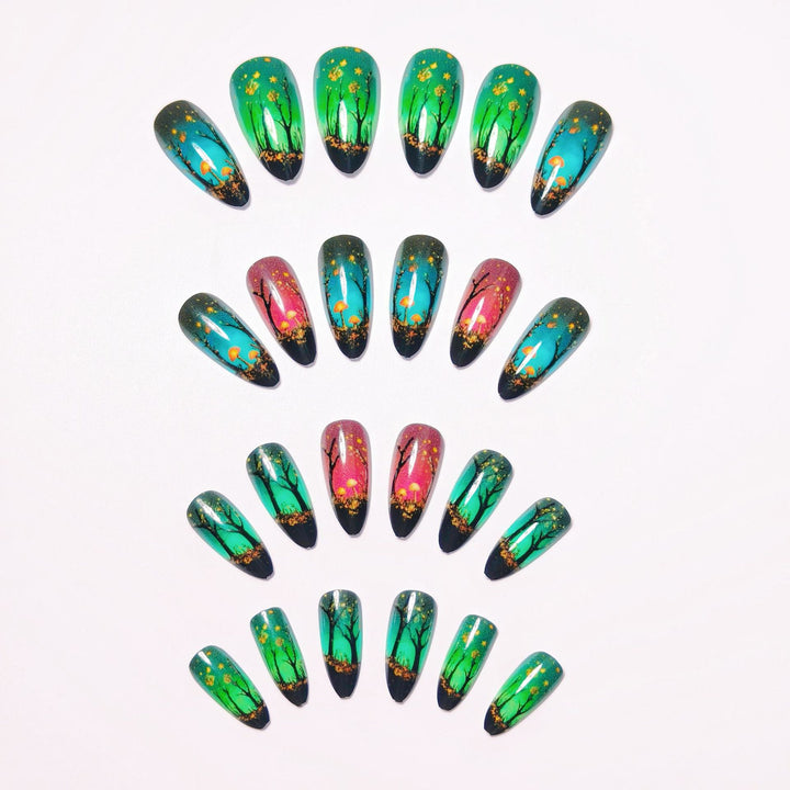 Creative Art Nails with Fascinating Forest and Mushroom Designs Kalsten
