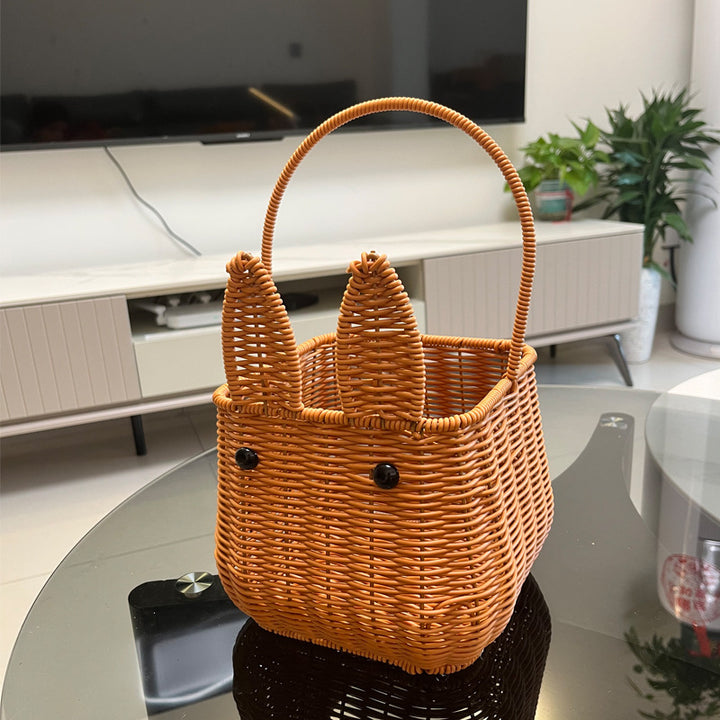 Bunny-Shaped Decorative Woven Storage Basket Kalsten
