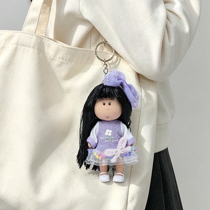 Hooded Doll Bag Charm Keychain with Denim Outfit & Loop Strap Kalsten