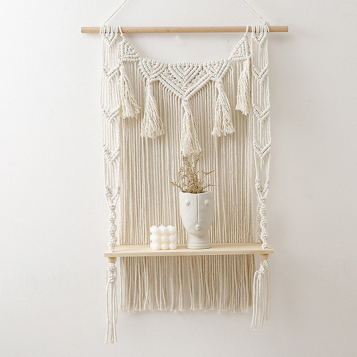 Macrame Wall Shelf Organizer with Bohemian Design Kalsten