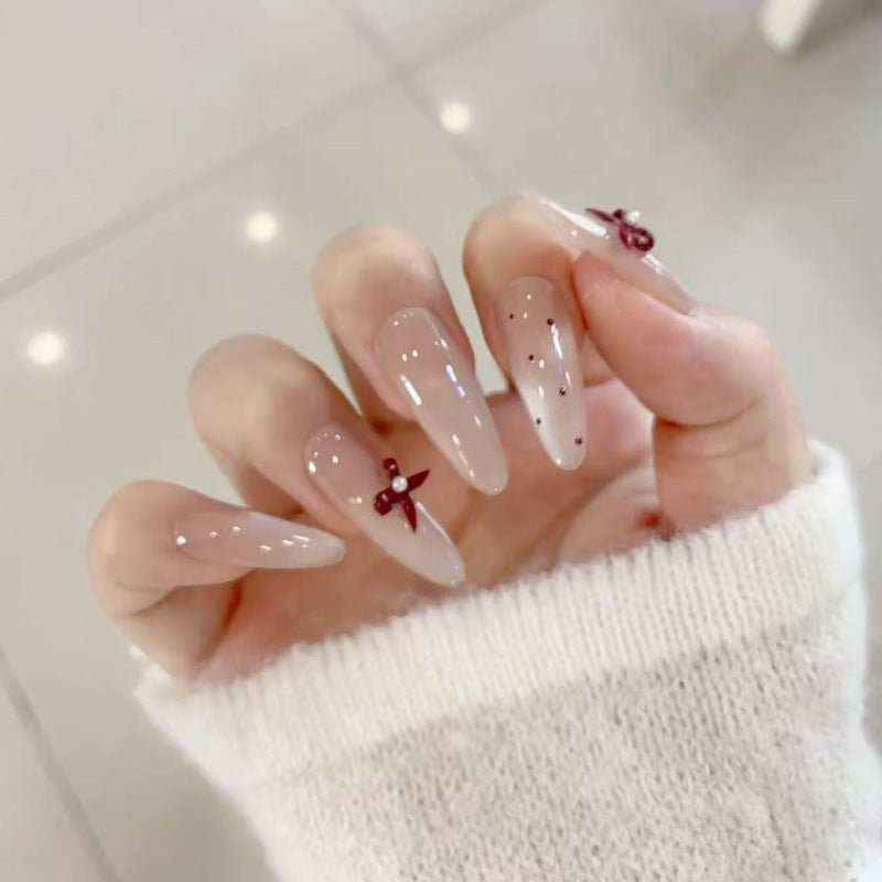 Elegant Stiletto Press-On Nails with Decorative Accents Kalsten