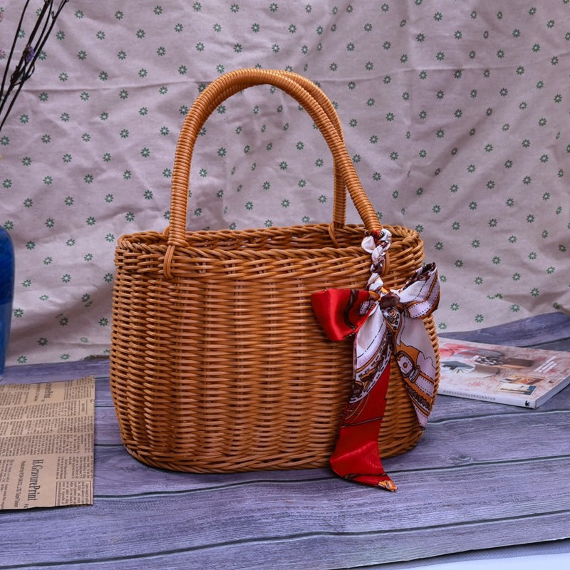 Women braided storage basket with sturdy carrying handles Kalsten