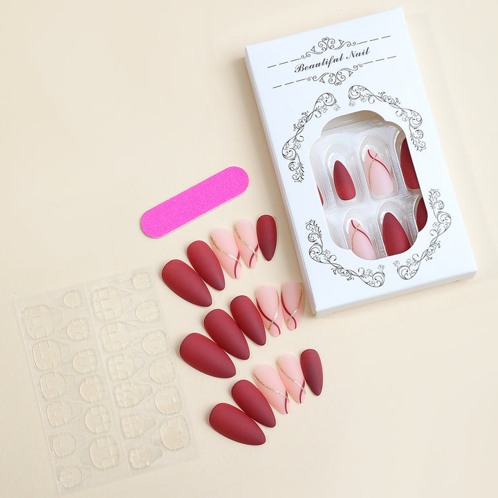 Elegant artificial nail set with matte finish and glamorous accents Kalsten
