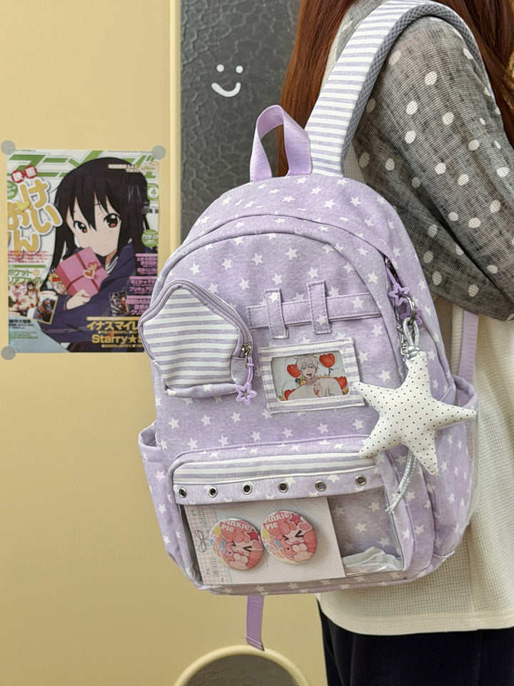 Stylish Multi-Pocket Clear Panel Backpack Kalsten