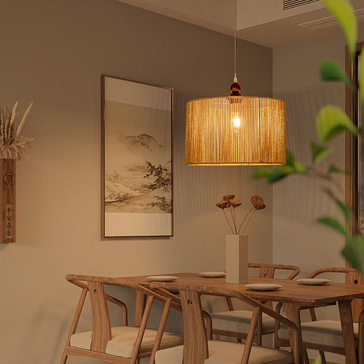 Textured Rattan Pendant Light