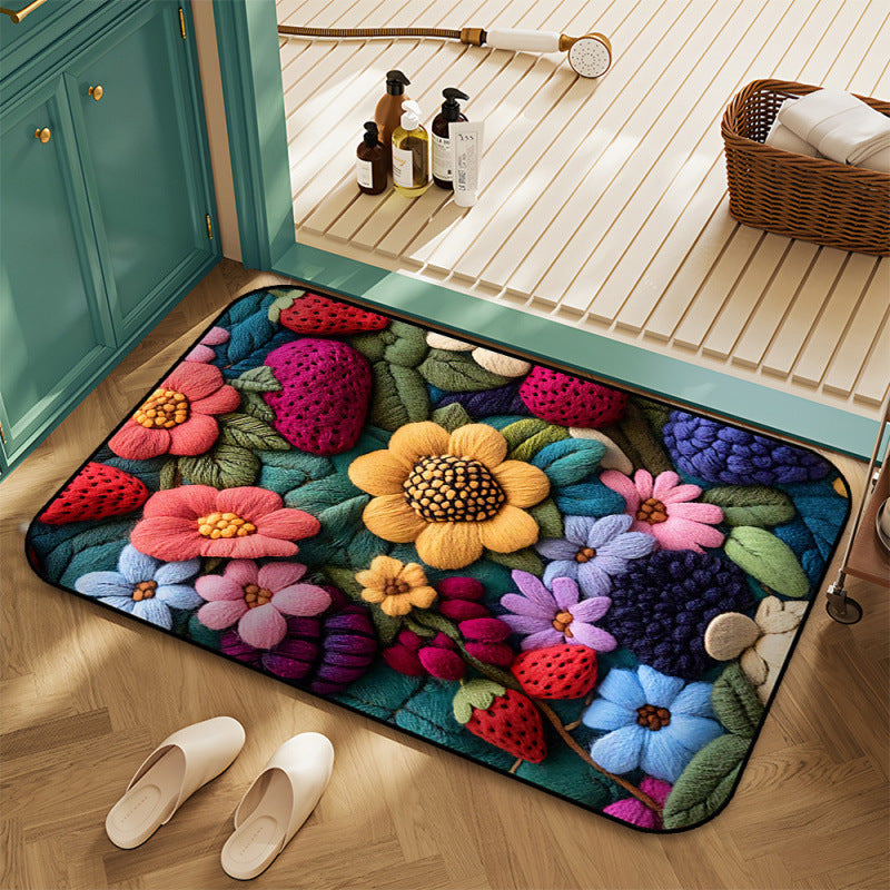 Floral Embroidered Area Rug Kalsten