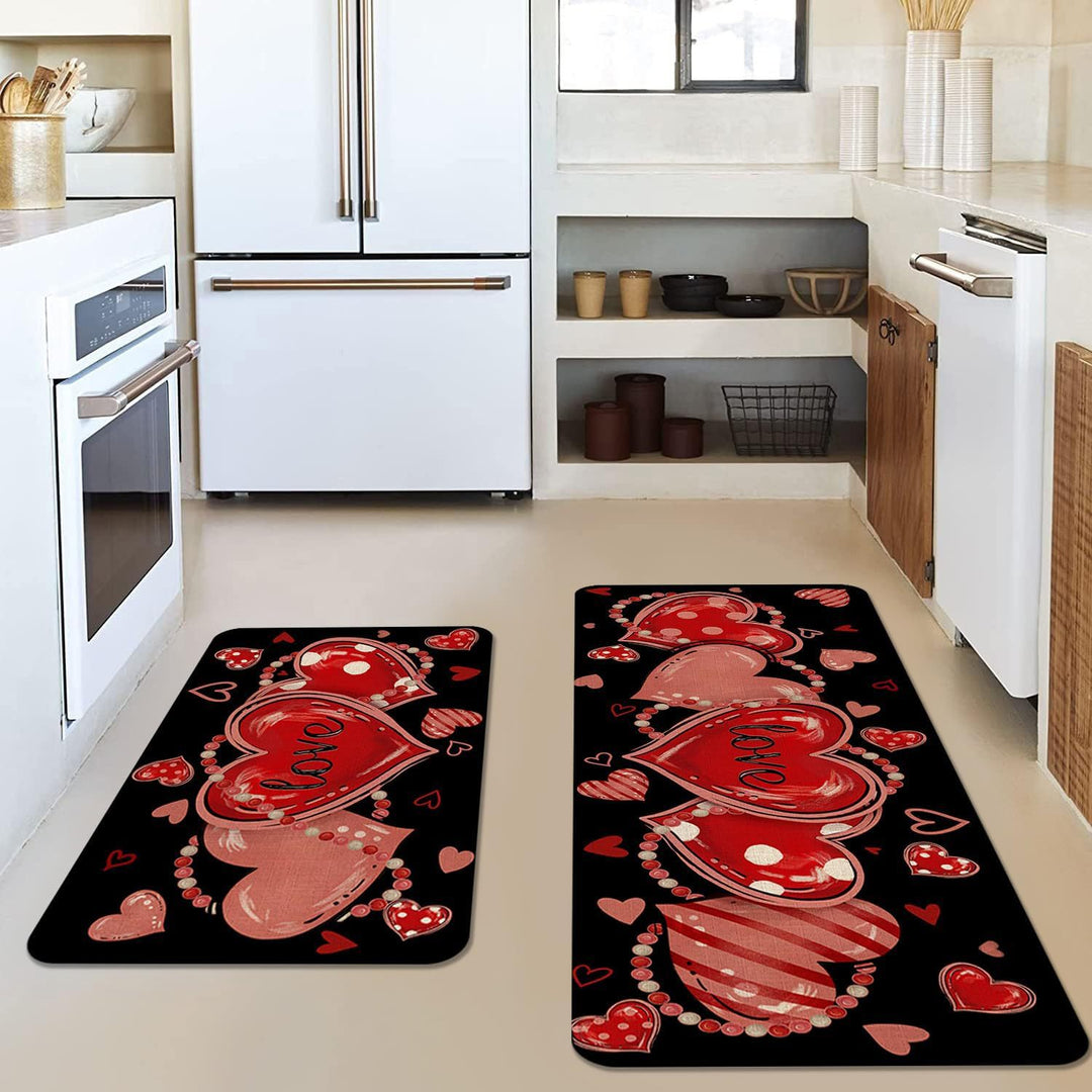 Heart-Themed Kitchen Runner Mat Kalsten