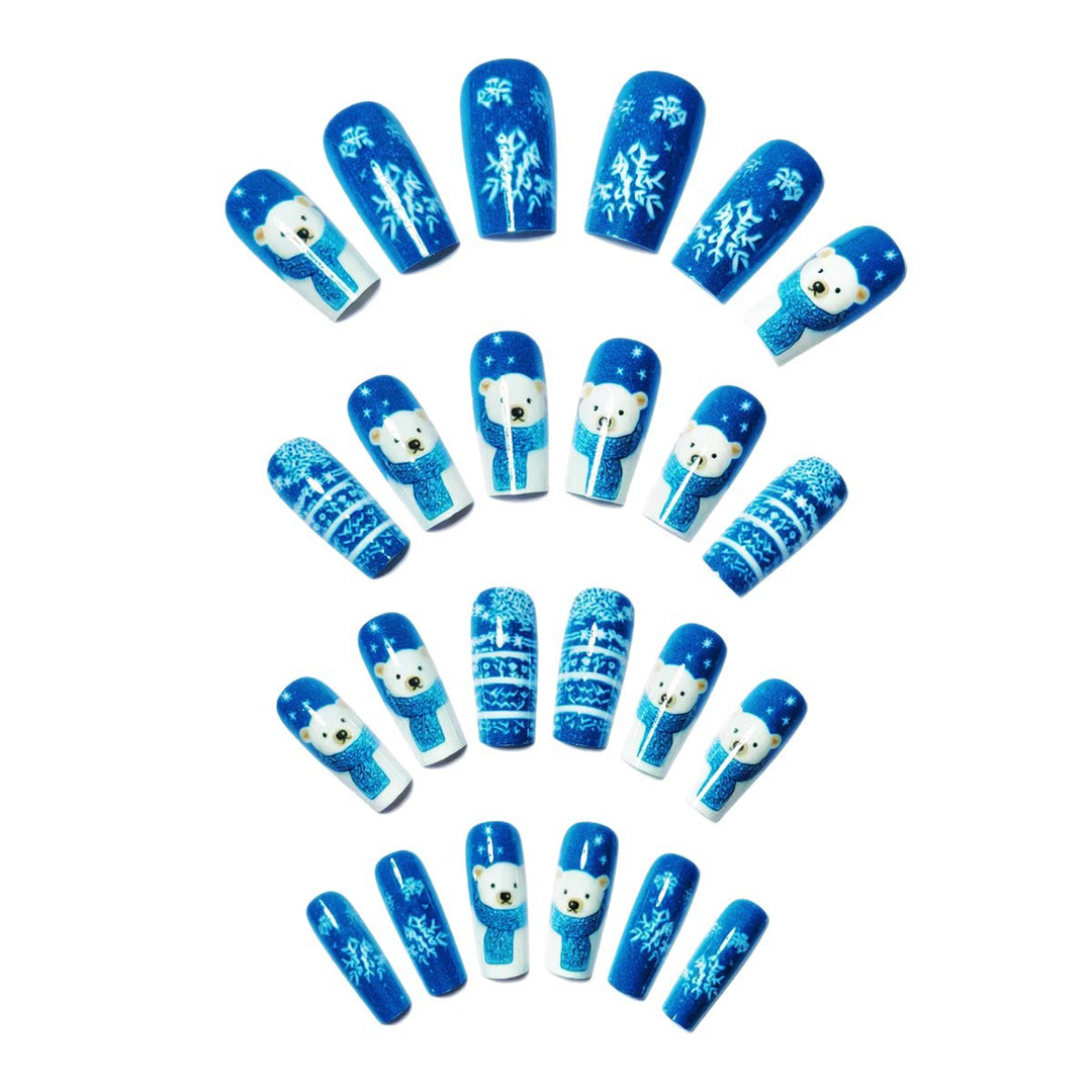 Winter art nails with bear and snowflake design Kalsten