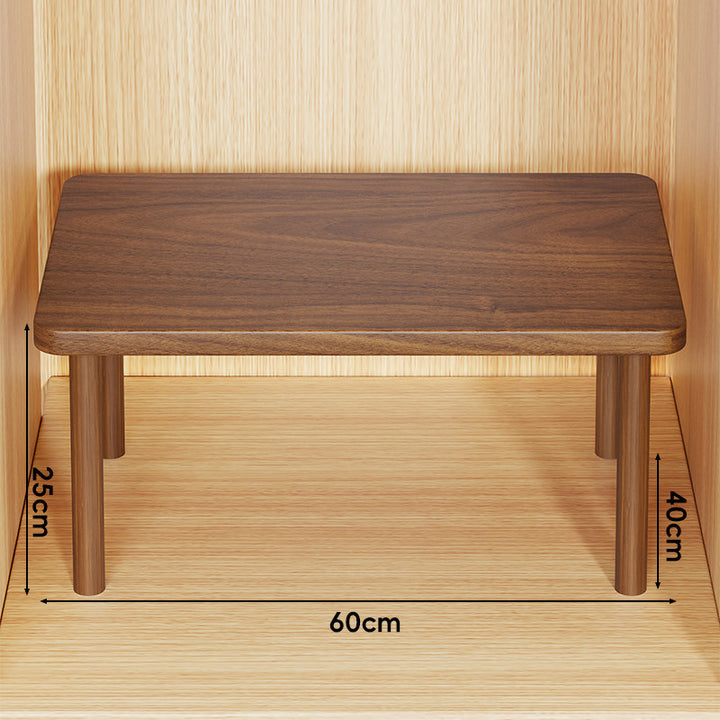 Height-Adjustable Rectangular Wooden Riser Table with Detachable Round Legs