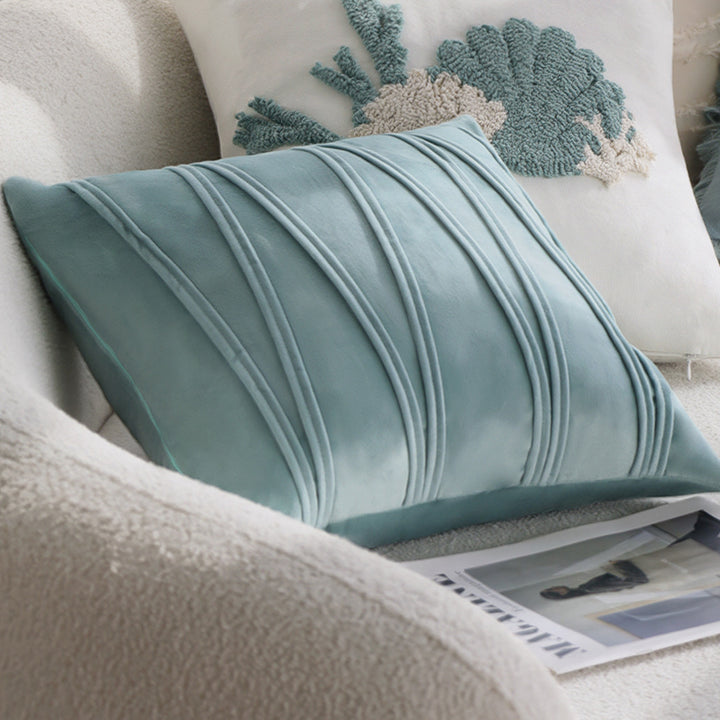 Square cushion cover in boho look with flat fringe runs and linen appearance, concealed zipper Kalsten