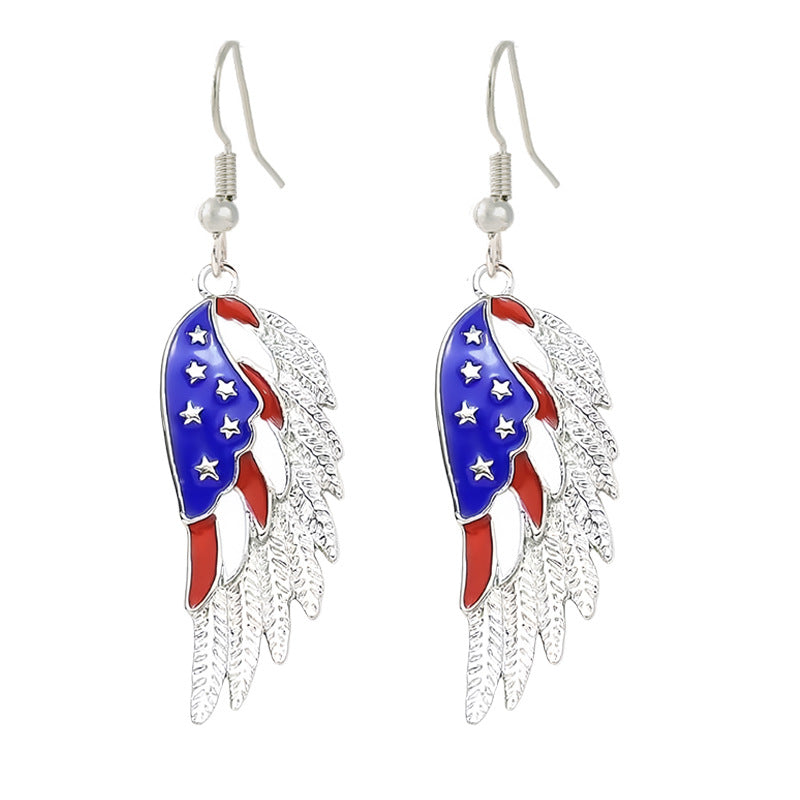 Ladies enamel earrings horseshoe with star stripe motif Kalsten