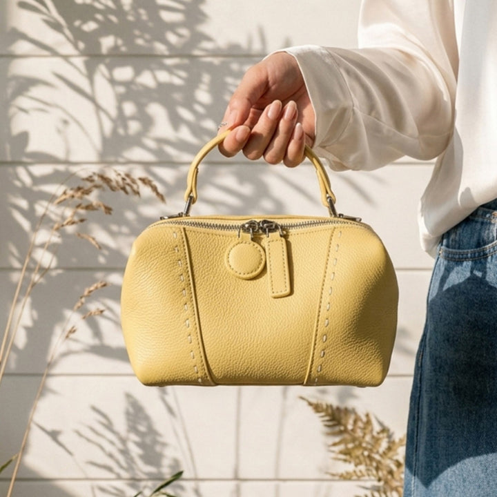 Pebbled Dome Satchel with Detachable Crossbody Strap