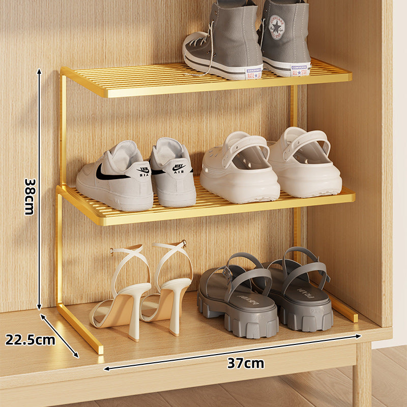 Compact Double-Layer Adjustable Shoe Shelf Riser for Cabinet and Closet