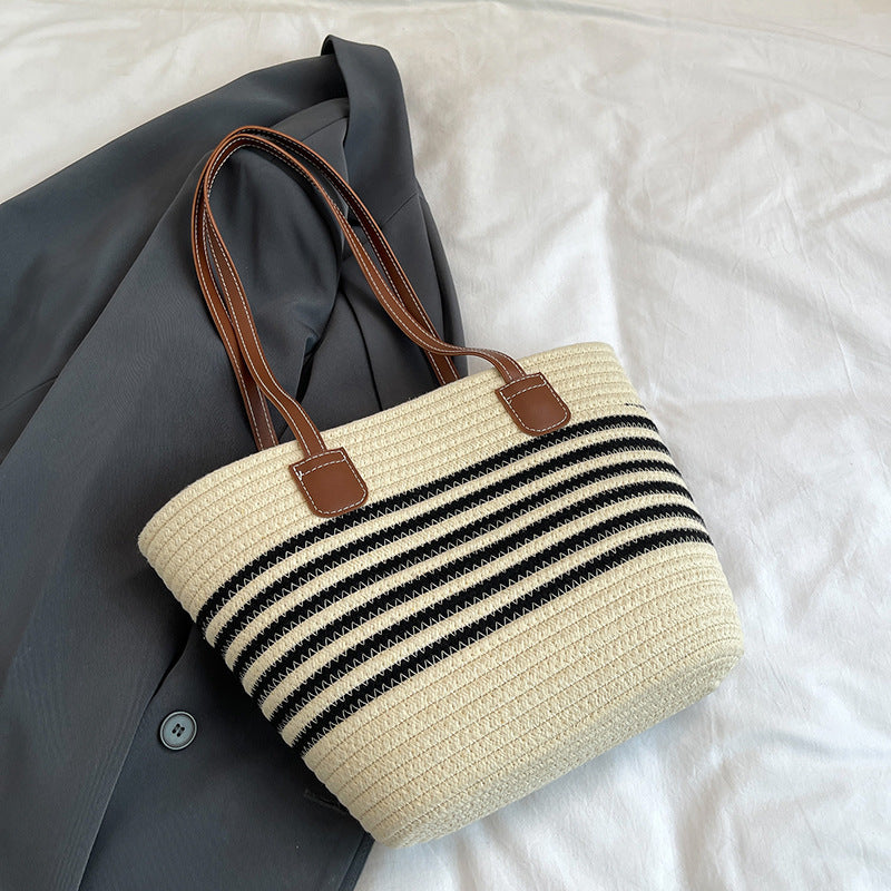 Striped Woven Beach Tote Bag Kalsten