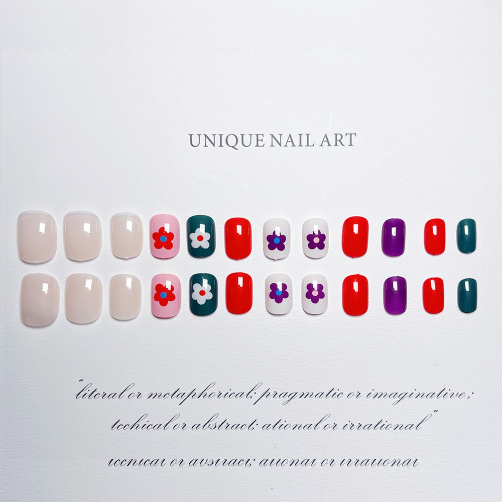 Artistic Floral Print Press-On Nails