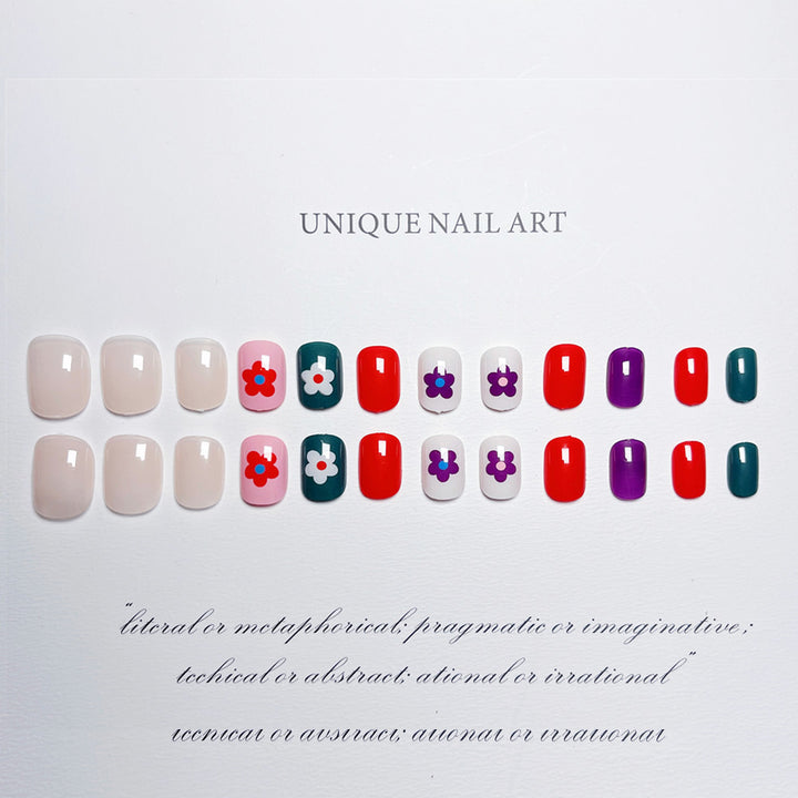 Artistic Floral Print Press-On Nails