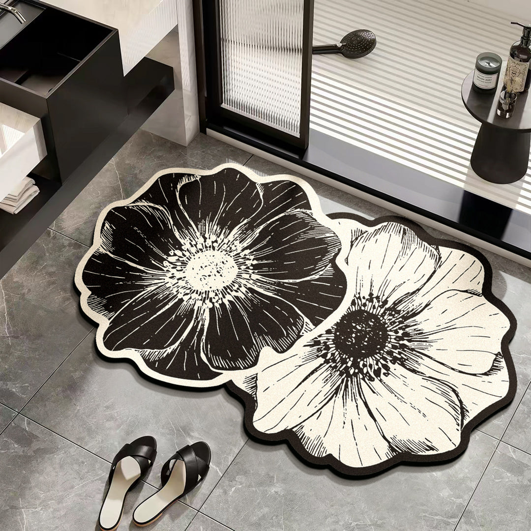 Elegant Floral Design Bath Mat for Bathrooms
