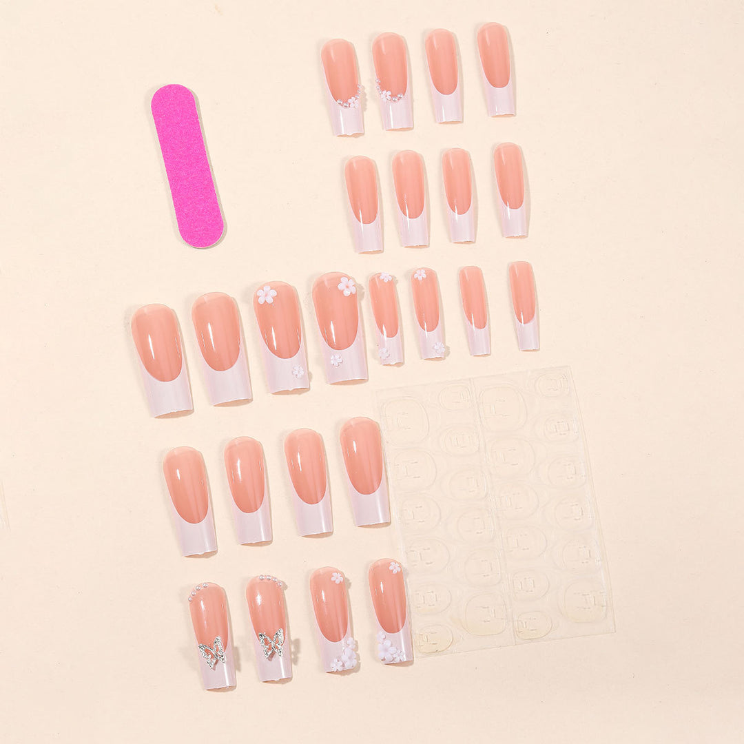 Elegant Floral Accent Acrylic Nail Art Extensions Kalsten