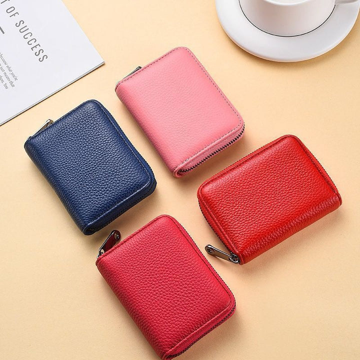 Compact Zippered Leather Wallet