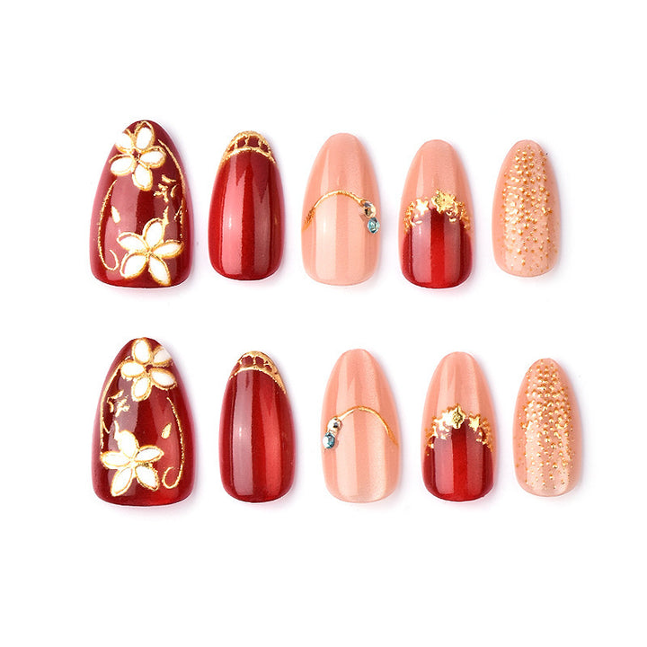 Elegant Floral Decorative Press-On Nail Art Set