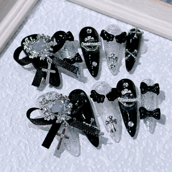 Ornate Gothic-Themed Press-On Nail Art Set