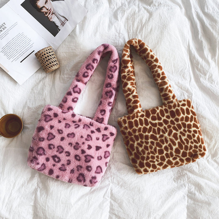 Plush Leopard Print Handbag