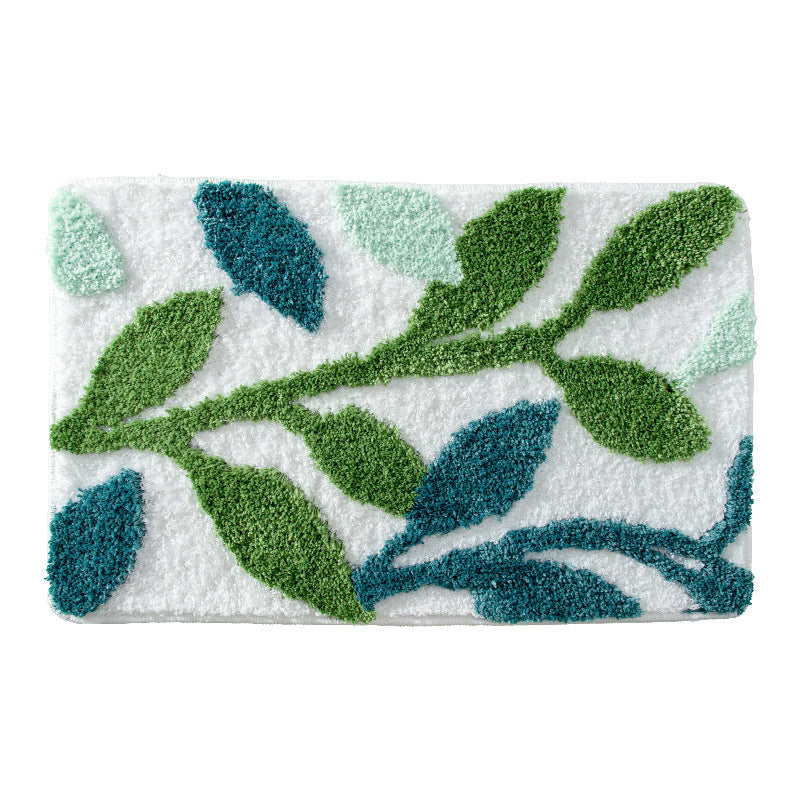 Plush Leaf Pattern Bath Mat Kalsten